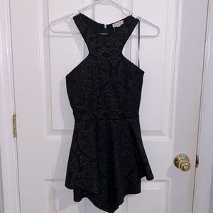 Black/Gold Skort Romper